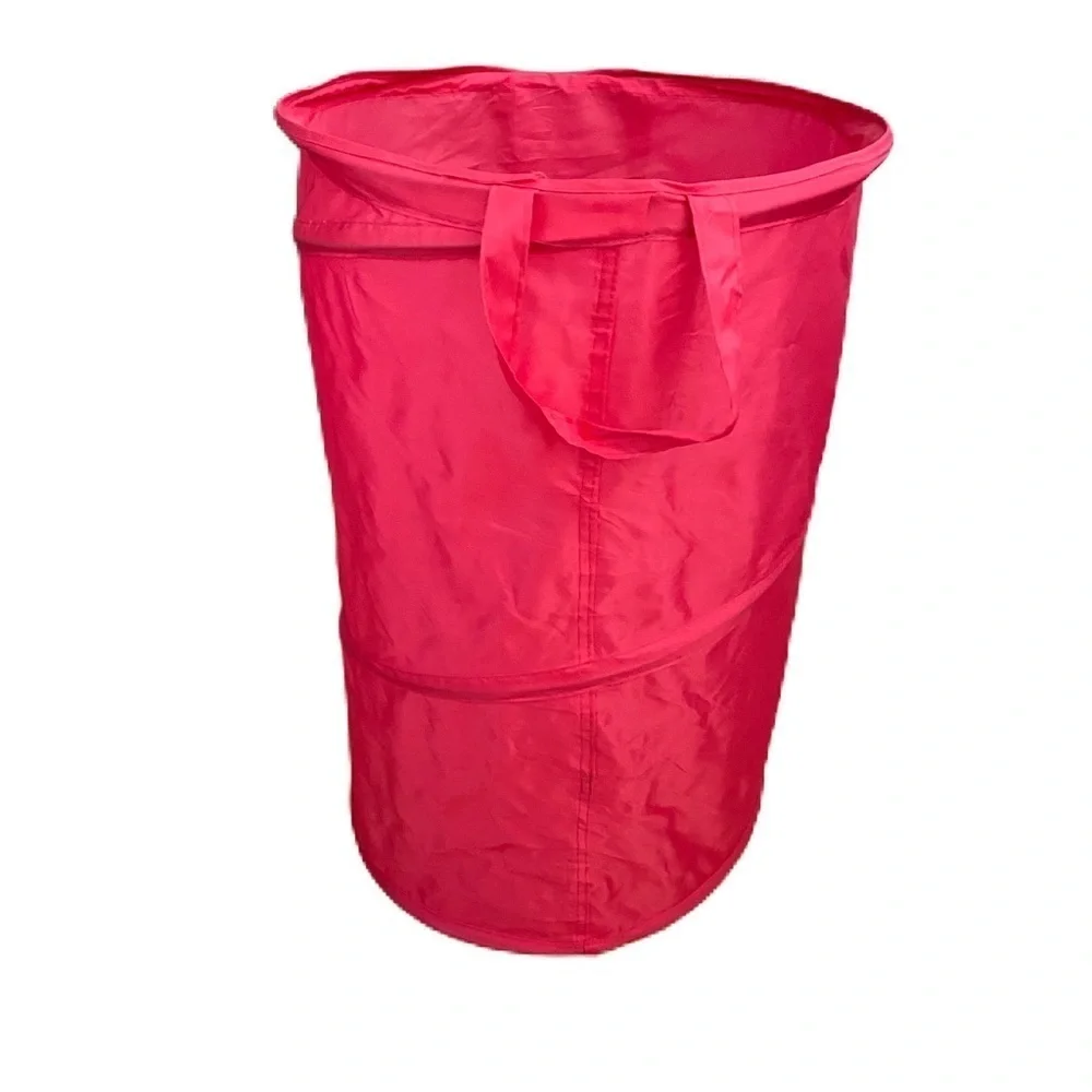 Bright Pink Collapsible Laundry Hamper Fold Up